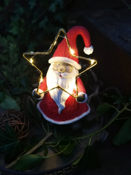 LED Nikolaus mit Stern mittig, rot