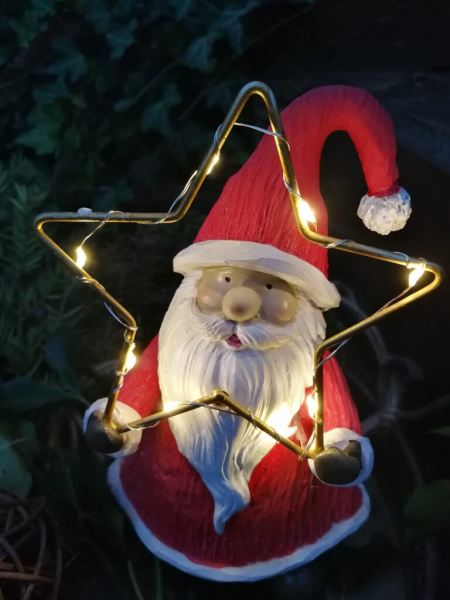 LED Nikolaus mit Stern mittig, rot