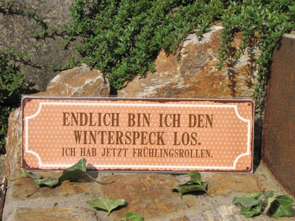 Shabby Chic Metallspruchschild Winterspeck