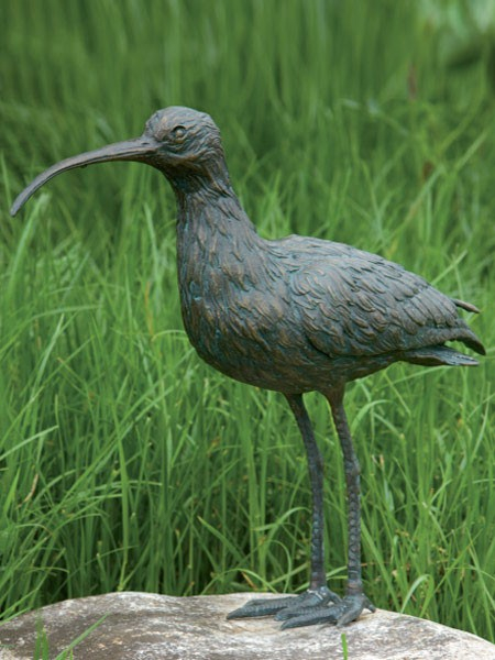 Bronzeskulptur Brachvogel, wasserspeiend