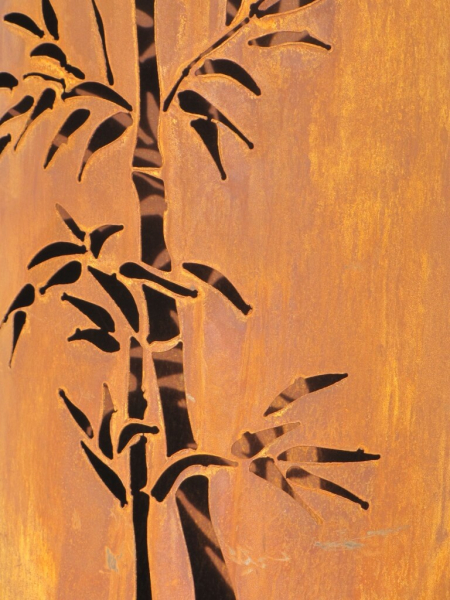 Edelrost Dekosäule Bambus mandelförmig