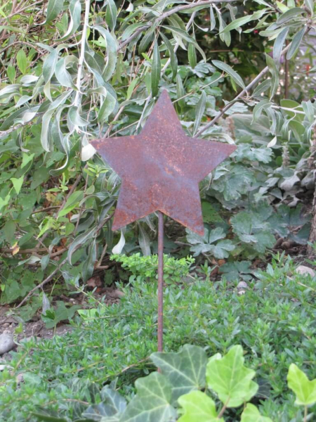 Gartenstecker Stern aus Edelrost, klein