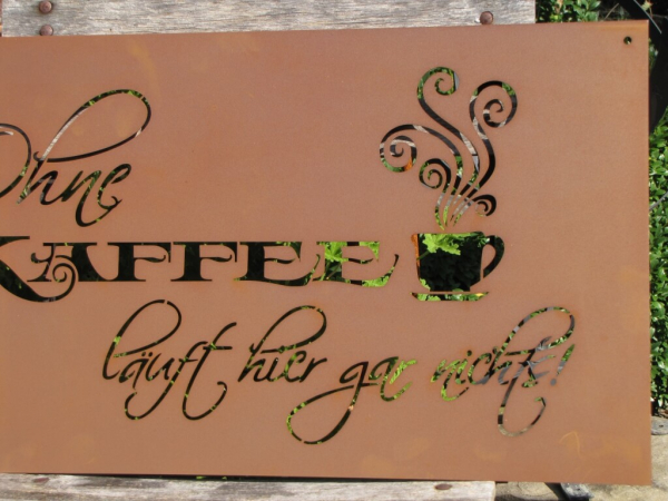 Edelrost Gedichttafel Kaffee