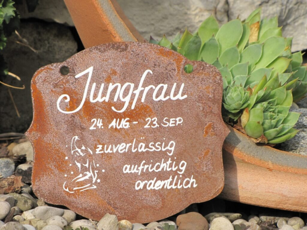 Edelrost Sternzeichen Gedichttafel Jungfrau klein