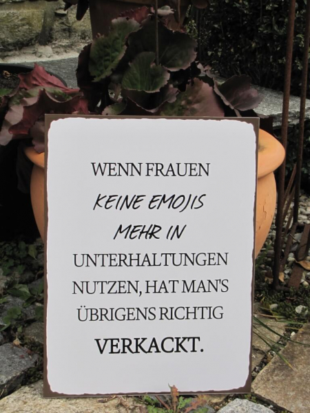 Shabby Chic Metallspruchschild Frauen Emojis