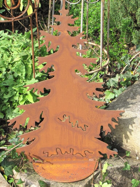 Tannenbaum auf Platte aus Edelrost, 30 cm