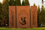 Edelrost Sichtschutzwand Buddha, 3-teilig